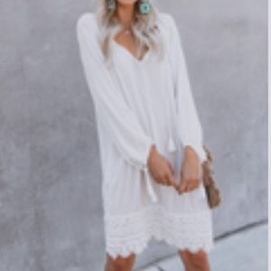 LoveStitch Crochet Cream Long Sleeve Dress